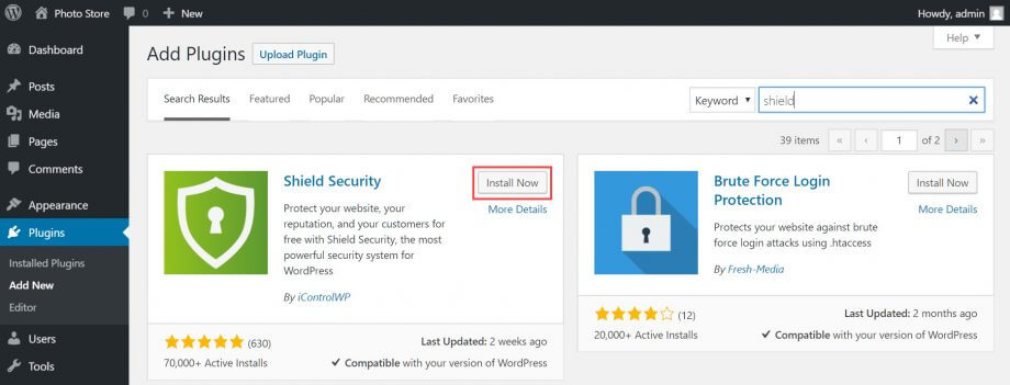 Cara Install plugin Shield Security WordPress