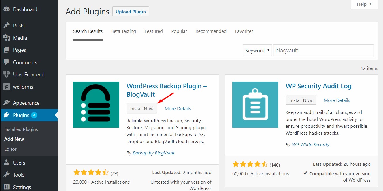 Cara Install plugin BlogVault WordPress